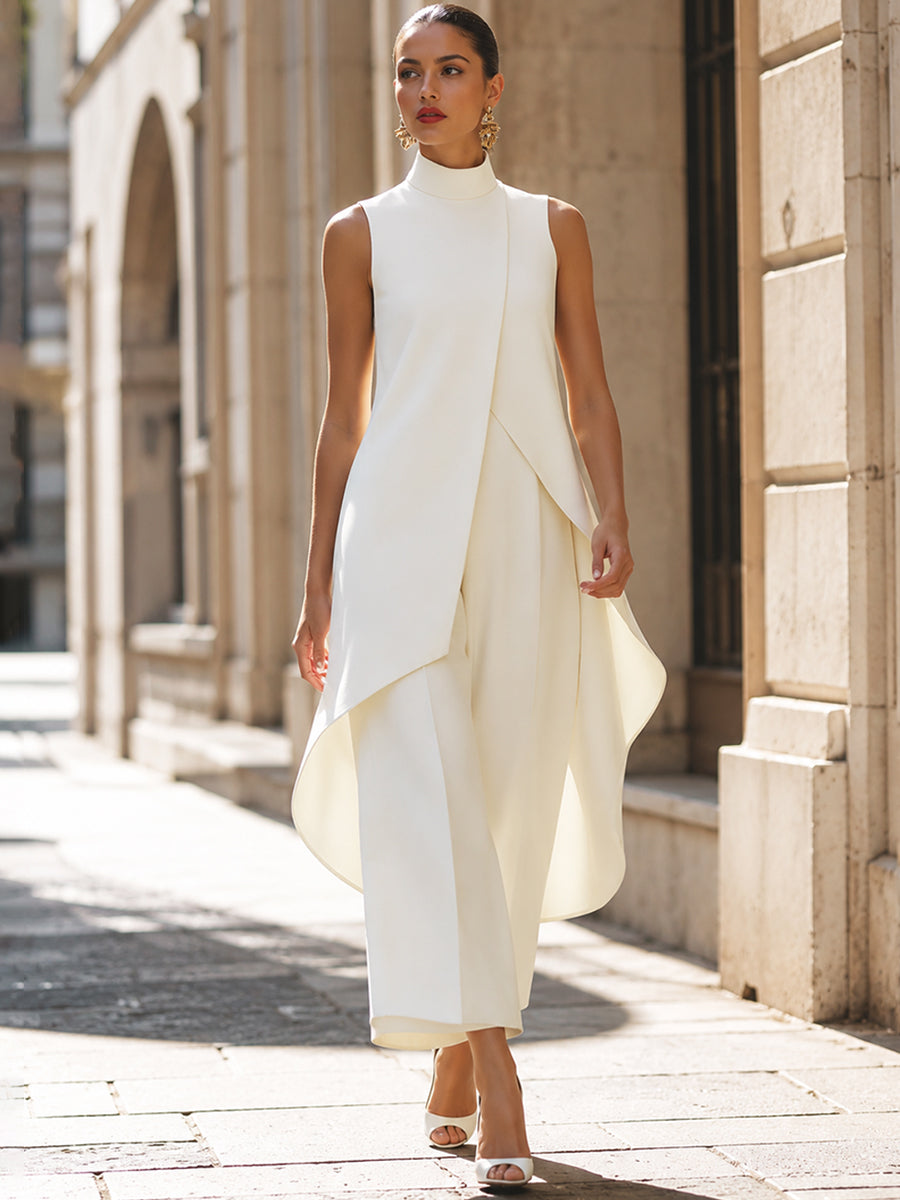 Vestido Largo Candela con Cola Alta y Silueta Fluida