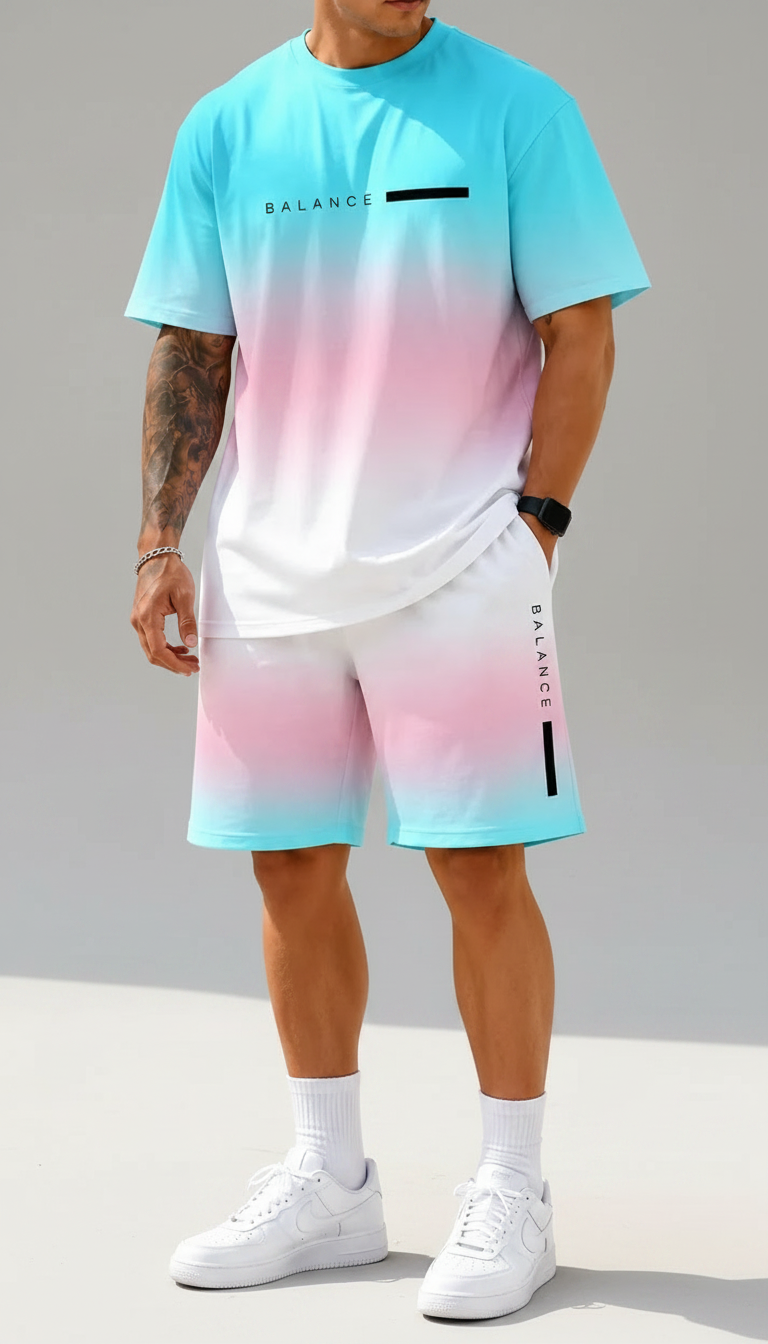 Conjunto Deportivo Estampado con Efecto Degradado