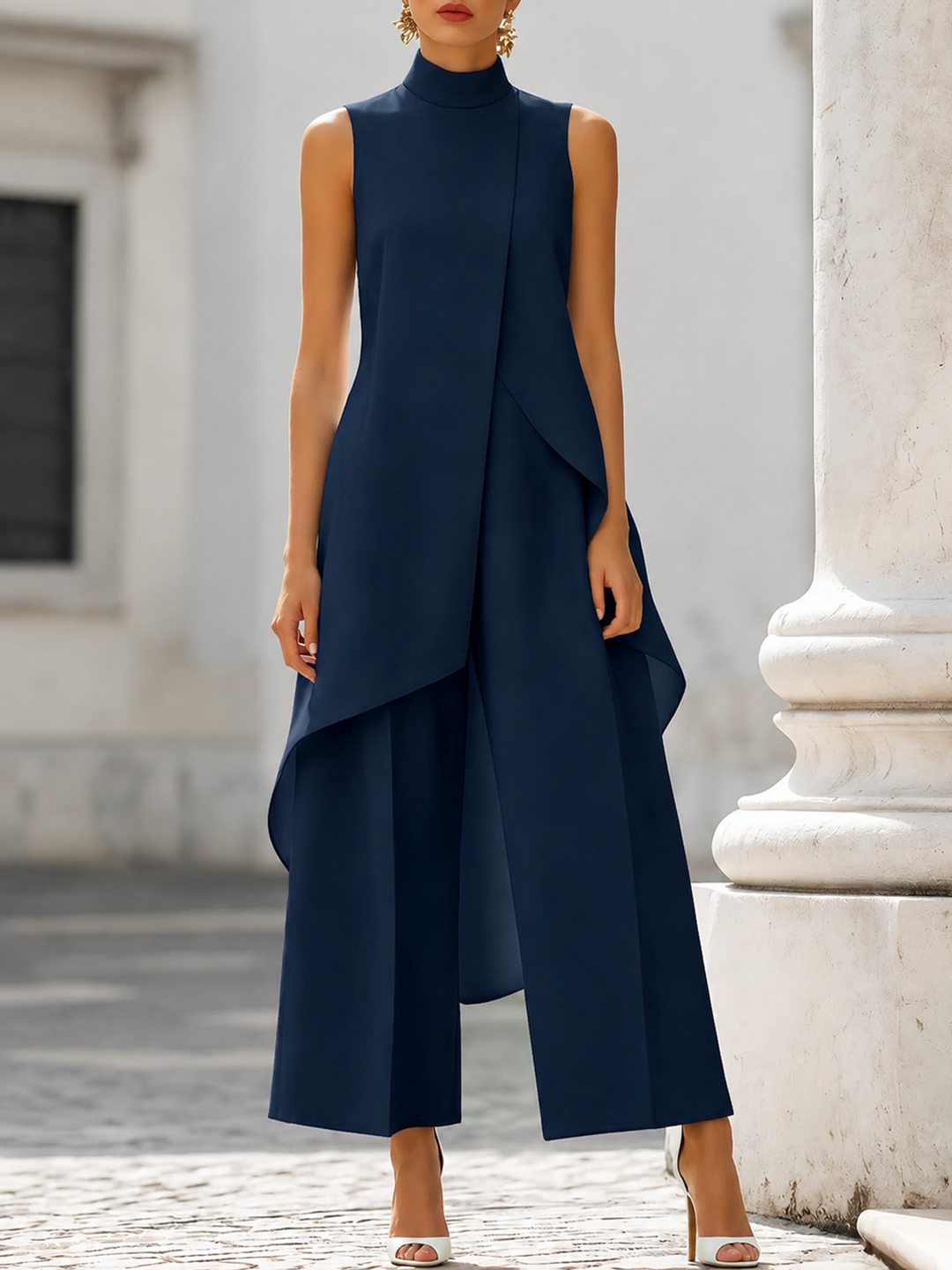 Vestido Largo Candela con Cola Alta y Silueta Fluida